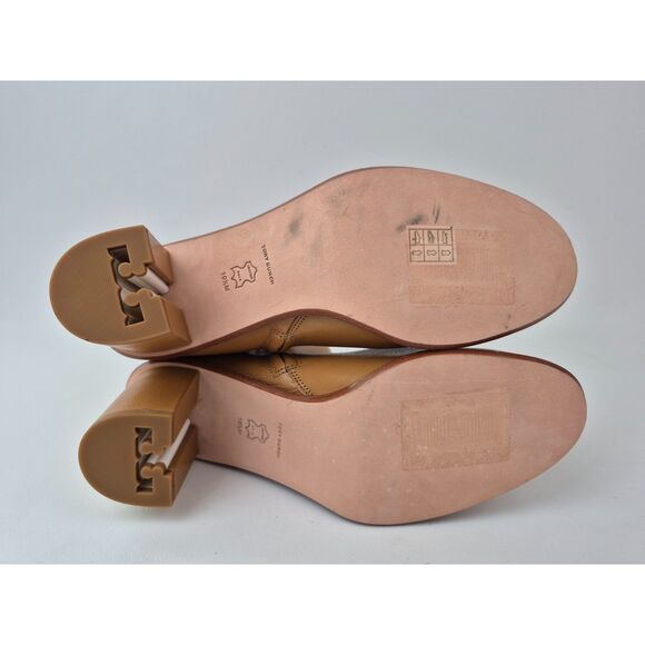 Tory Burch Women's Brown Brooke Stamped Heel Leather Bootie Size 10.5 - Picture 6 of 7